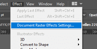 Raster Effect คือเอฟเฟกต์ที่เกิดจากการเปลี่ยนวัตถุเวกเตอร์ให้กลายเป็นภาพ Bitmap หรือ Raster เช่น การทำ Drop Shadow, Feather, Gaussian Blur, Glow ฯลฯ ซึ่งจะใช้พิกเซลในการแสดงผลแทนเส้นเวกเตอร์แบบเดิม จะส่งผลต่อคุณภาพเมื่อไฟล์ถูกพิมพ์ ถ้าตั้งค่าความละเอียดต่ำ เอฟเฟกต์จะดูเบลอหรือแตกเมื่อนำไปพิมพ์ ดังนั้นจึงควรตั้งค่าความละเอียด (Resolution) ให้สูงพอเหมาะ